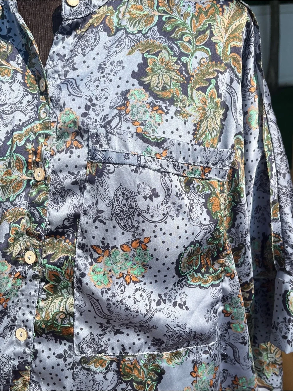 Free People Intimately Goddess Satin Paisley Oversized Sleep Shirt Size XS Boho
